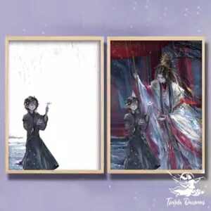 Lampara Hua Cheng niño bajo la lluviay Principe Xie Lian