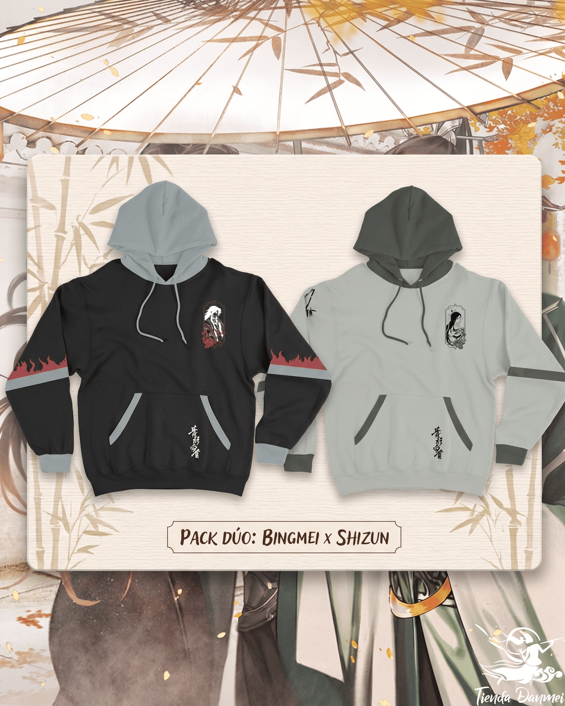 DuoPack Poleras Capucha con Doble Manga BingQiu